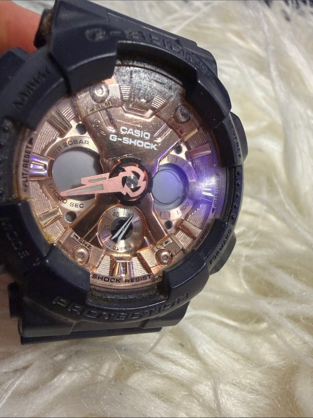 G-Shock Black Watch with Rose Gold Dial Accents